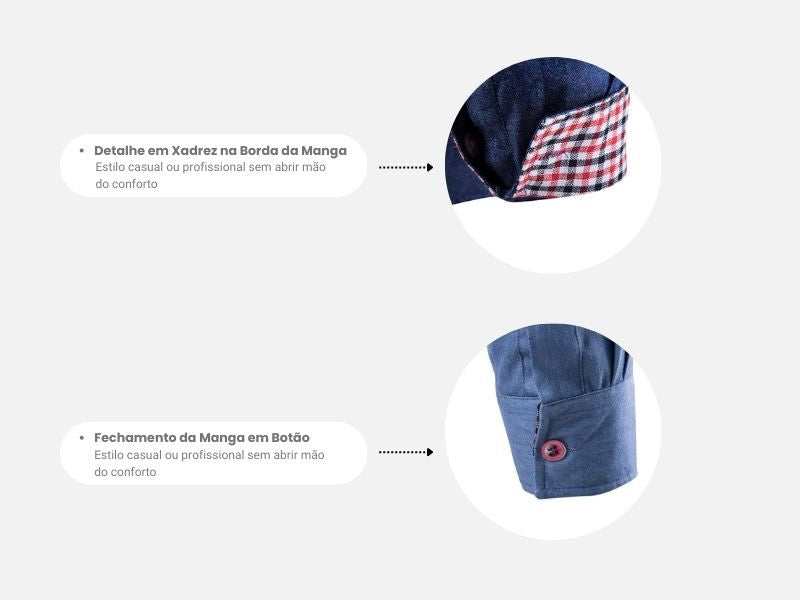 LEVE 2 PAGUE 1 - Camisas Masculina Jeans Slim Manga Longa - Azul e Azul Claro