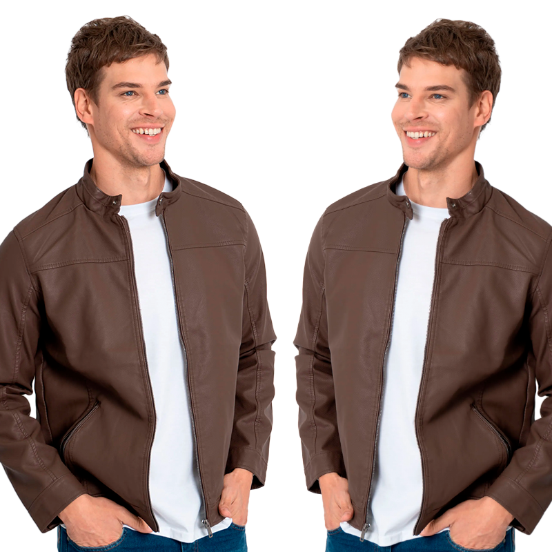 LEVE 2 PAGUE 1 - Jaqueta Masculina de Couro Italiano